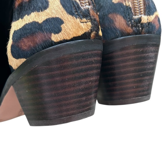 Sole Society So Lynette Leopard Bootie 8 Calf Hair Mob Wife Cut Out Stacked Heel - Picture 10 of 12
